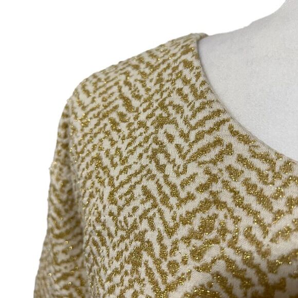 MAGGY LONDON Size 6 Metallic Gold White Sheath Dress Small - Picture 14 of 14